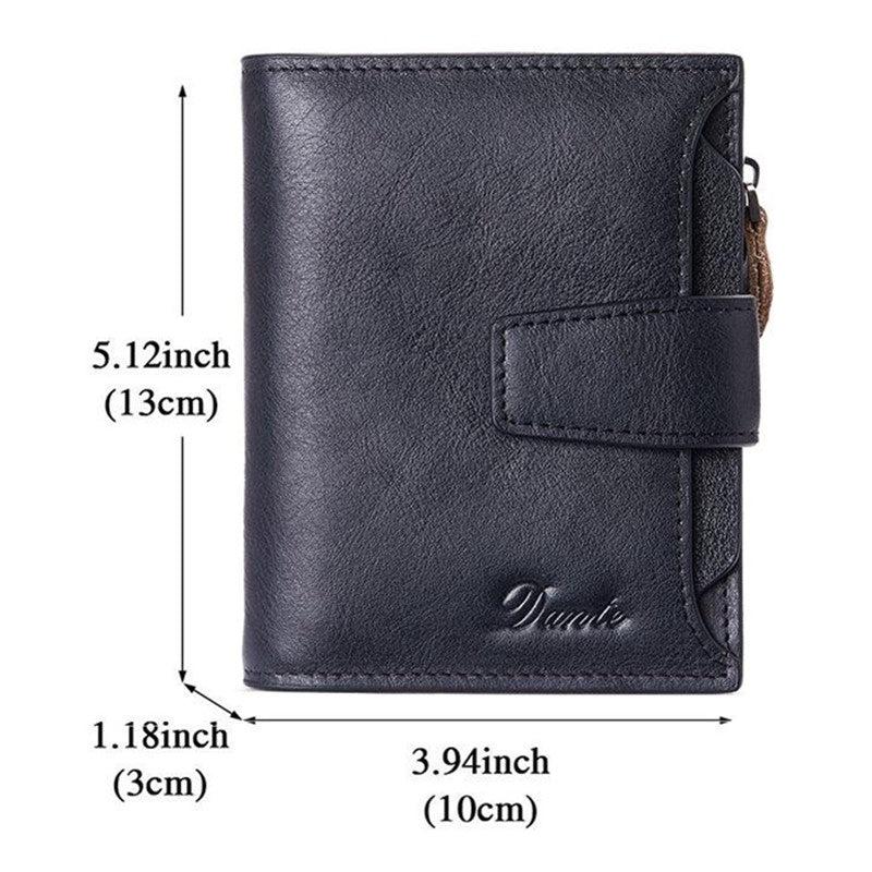 Men's Vintage Leather Bifold Wallets Card Holder Zipper Wallet