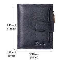 Men's Vintage Leather Bifold Wallets Card Holder Zipper Wallet