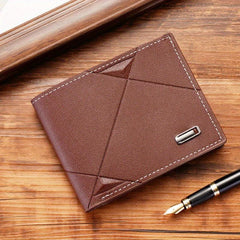 Men's Wallet Short Money Clip Youth Thin Three fold Soft Leather Document Bag