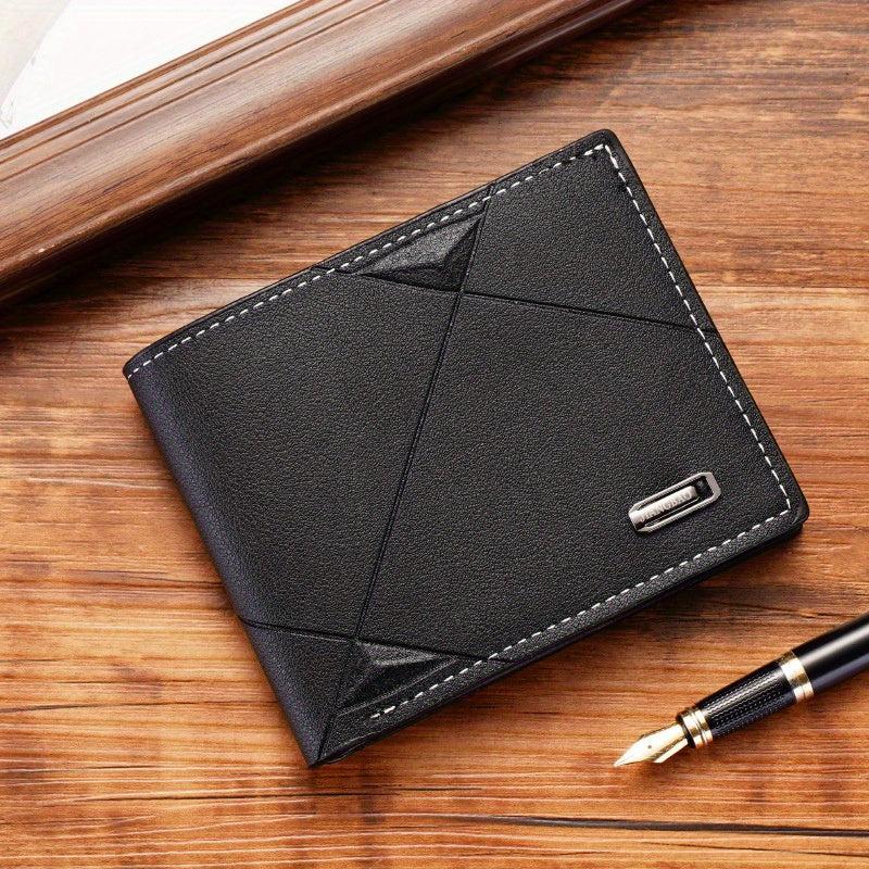 Men's Wallet Short Money Clip Youth Thin Three fold Soft Leather Document Bag