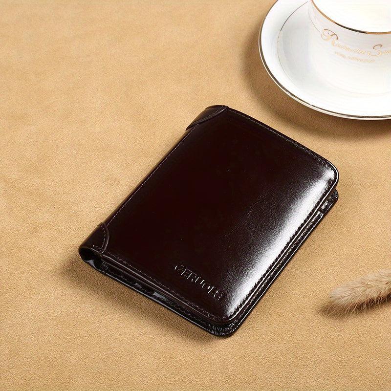 Men's Leather Three fold Wallet Driving Leather Cover Card Bag