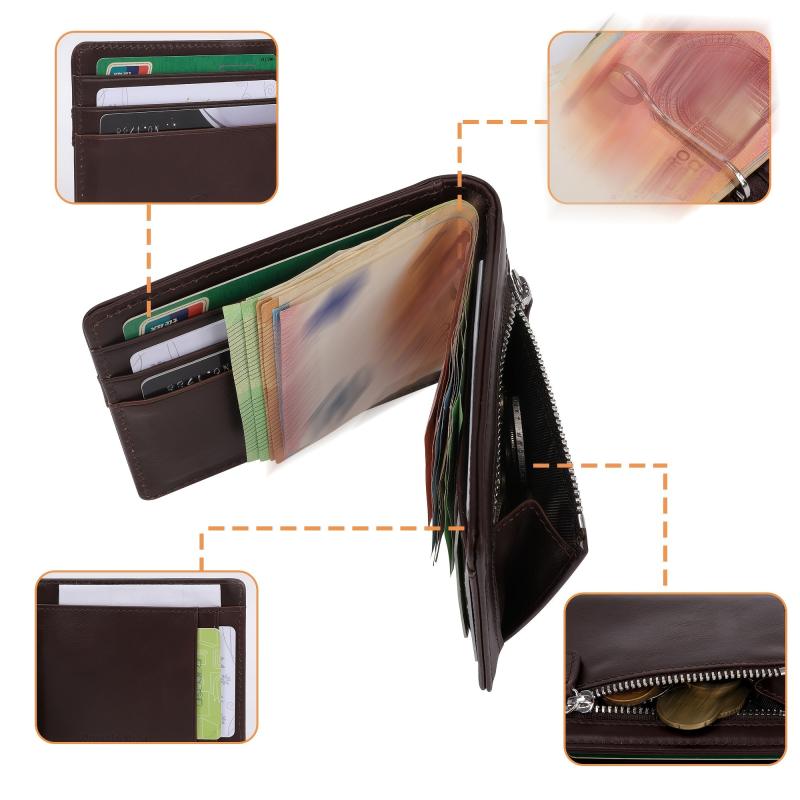 Men's RFID Slim Leather Wallet Brown