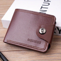 Men's Short Wallet w/ Magnetic Closure & Inside Zipper, PU Leather, Coin Pocket