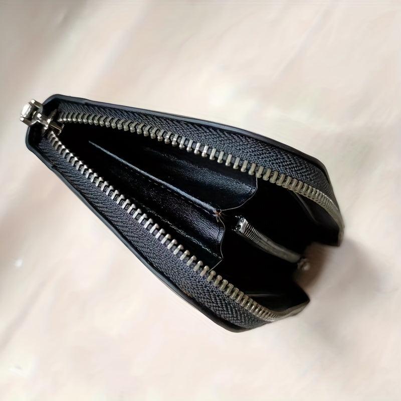 Men's Leather Zipper Handbag Multifunctional Wallet Large Capacity Clutch