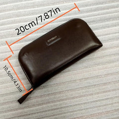 Men's Leather Zipper Handbag Multifunctional Wallet Large Capacity Clutch