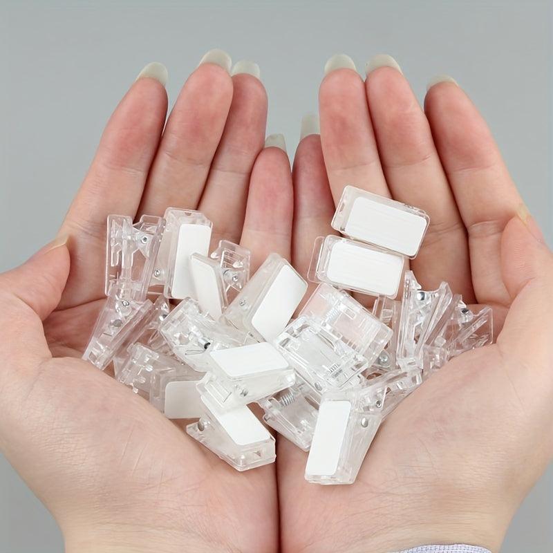 8pcs Mini Nail Clips Thickened Acrylic Document Clips Self-adhesive Clip