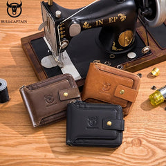 Cow Captain Leather Wallet Man card Photo Album Insert Card Head Layer Leather