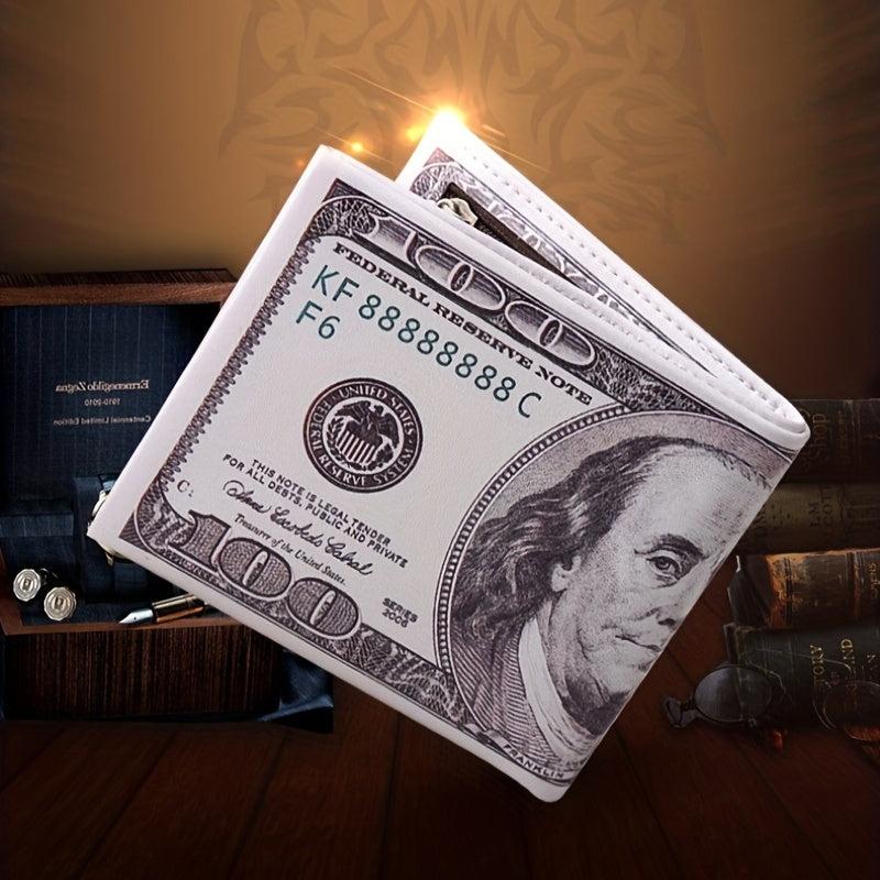 Men's PU Wallet Coin Pattern US Dollar Folding Paper Money Wallet