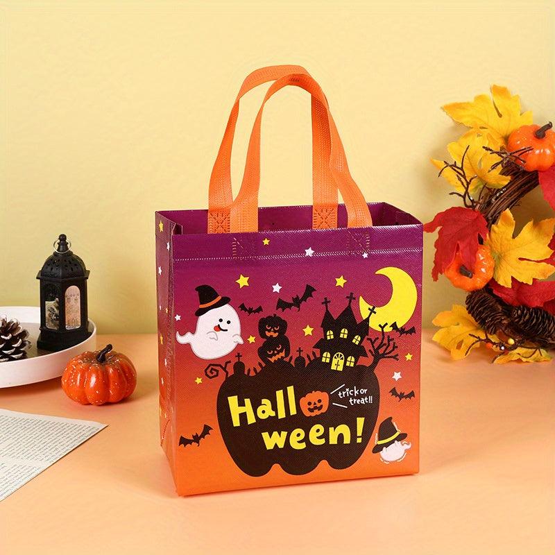 Cartoon Halloween Pattern Non woven Handbag Lightweight Gift Storage Satchel Bag