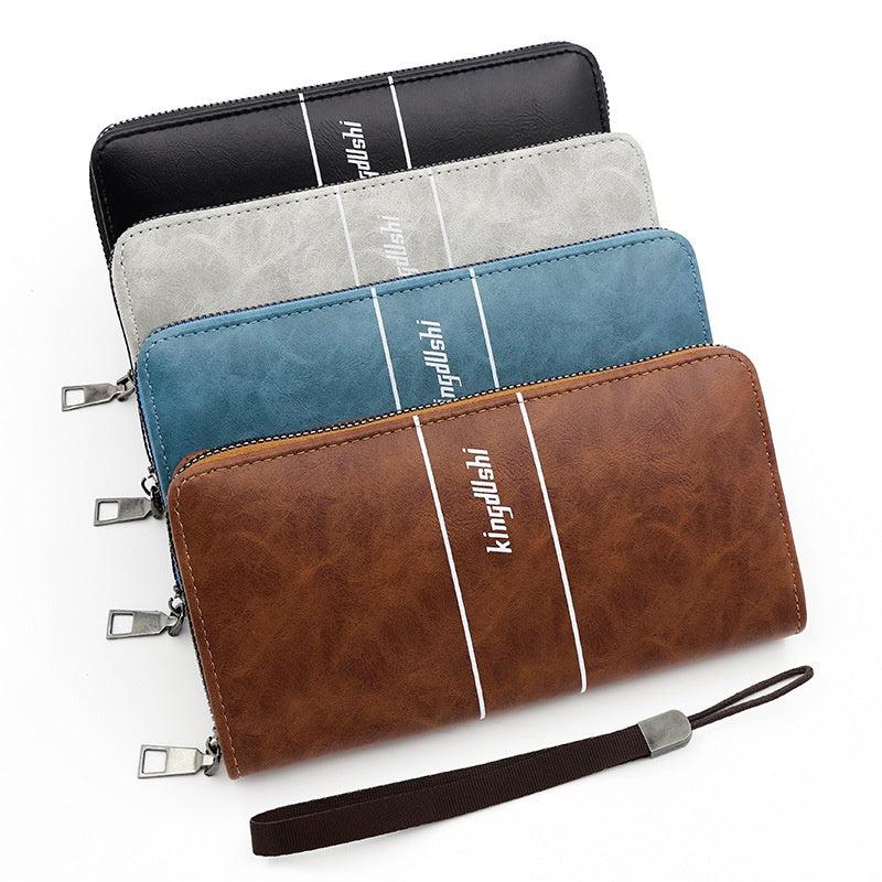 Men's Business Clutch Bag Long Wallet Zipper PU Leather