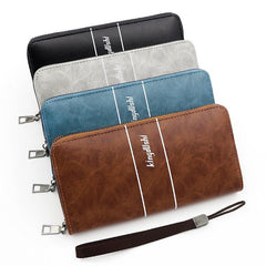 Men's Business Clutch Bag Long Wallet Zipper PU Leather