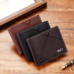Men's PU Leather Letter Pattern Short Thin Wallet Card Cash Holder Great Gift