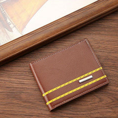 Men's PU Leather Striped Short Wallet Card Holder