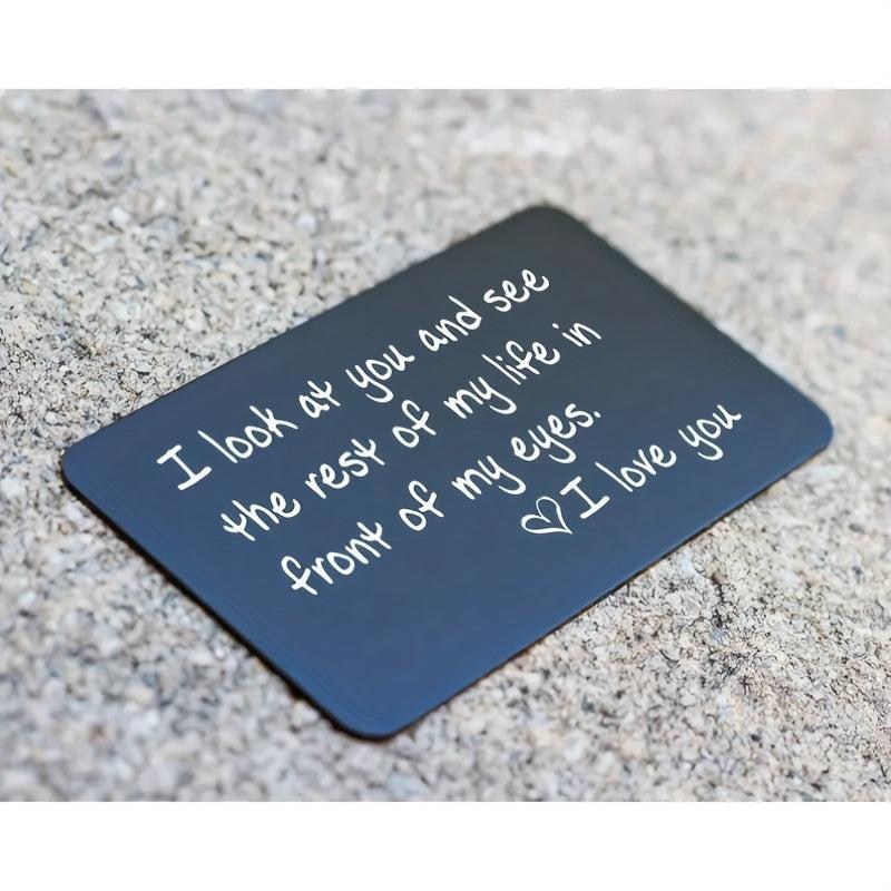 Engraved Aluminum Alloy Wallet Insert Card - Love Note for Him