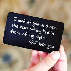 Engraved Aluminum Alloy Wallet Insert Card - Love Note for Him
