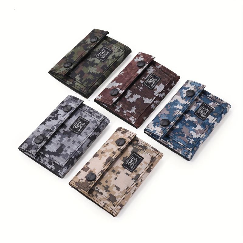 Men's Trifold Canvas Chain Wallet Zipper Card Holder
