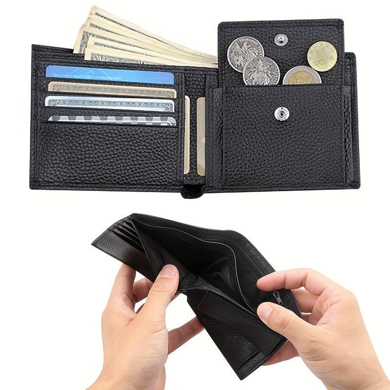 Men's RFID Anti-theft Wallet Short Money Clip Vintage Leather Card Holder