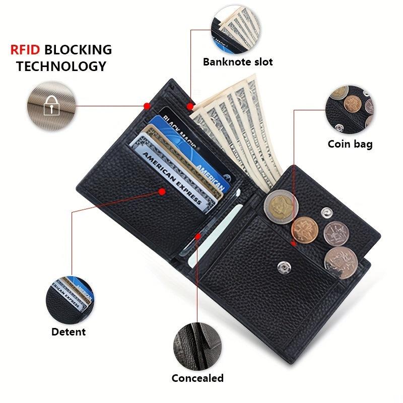 Men's Leather Money Clip RFID Card Holder Wallet