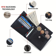 Men's Leather Money Clip RFID Card Holder Wallet