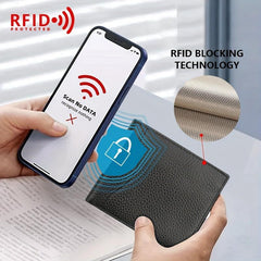 Men's Leather Money Clip RFID Card Holder Wallet