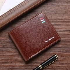 Men's Litchi Embossed Short Wallet Money Clip Card Holder
