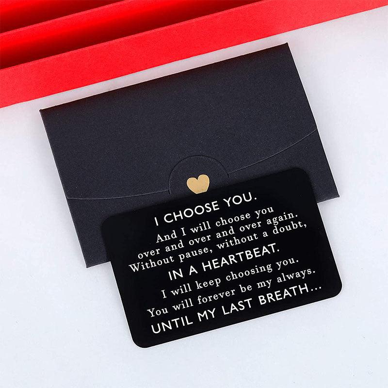 I Choose You Metal Wallet Insert Card Christmas Anniversary Gift