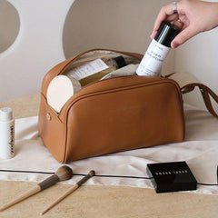 Large Capacity PU Leather Comestic Bag Travel Makeup Storage Toiletry Bag