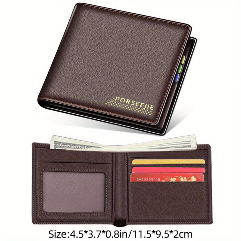 Men's Casual PU Leather Wallet Business ID Cards Holder Money Clip