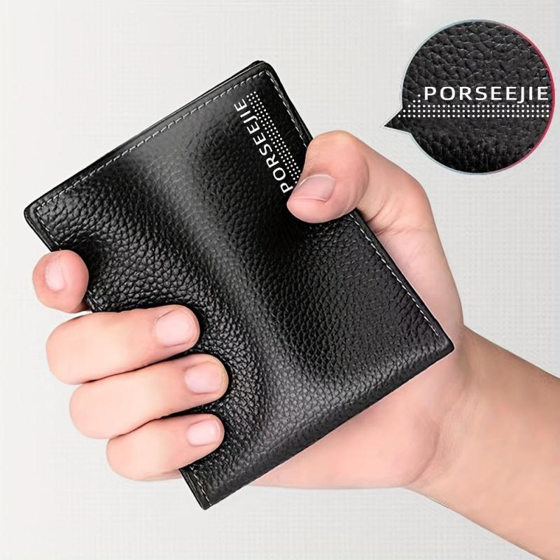 Men's Casual PU Leather Wallet Business ID Cards Holder Money Clip