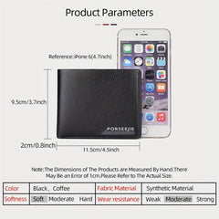Men's Casual PU Leather Wallet Business ID Cards Holder Money Clip