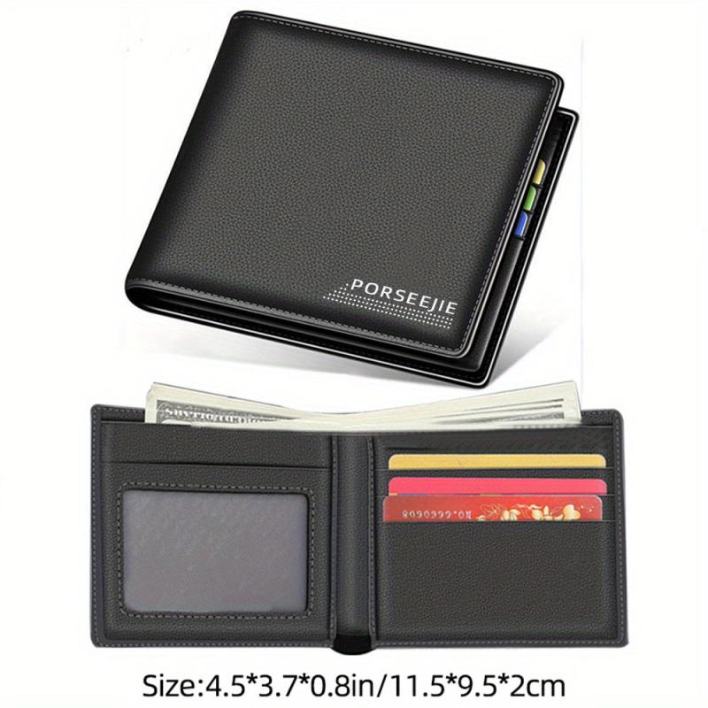 Men's Casual PU Leather Wallet Business ID Cards Holder Money Clip