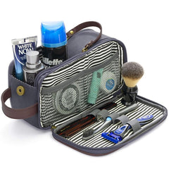 Large Men's Toiletry Bag With Leather Details