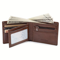 Men's Cowhide Leather Short Wallet Vintage Card Holder Purse