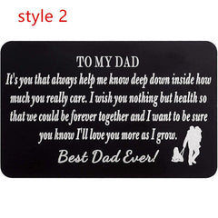 Personalized Aluminum Wallet Insert Card for Dad - Father's Birthday Gift