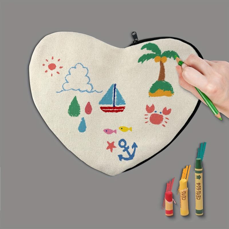 Love Heart Shaped Canvas Clutch Bag DIY Crafts