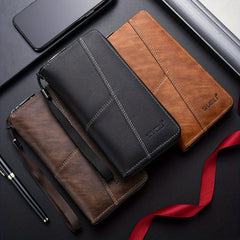 Men's Large Capacity Leather Wallet Clutch Bag