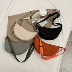 Nylon Crossbody Bag Zipper Dumpling Bag Lightweight Travel Sports Shoulder Bag