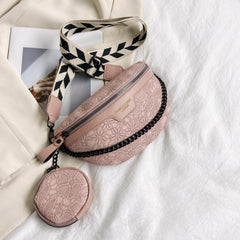 Floral Jacquard Chest Bag With Coin Purse Y2K Chain Decor Crossbody Bag