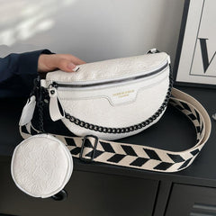 Floral Jacquard Chest Bag With Coin Purse Y2K Chain Decor Crossbody Bag