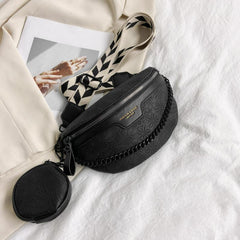 Floral Jacquard Chest Bag With Coin Purse Y2K Chain Decor Crossbody Bag