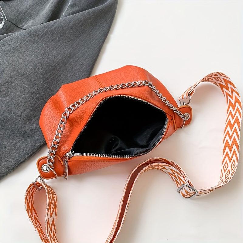 Vintage Chain Chest Bag Crossbody Bag PU Leather