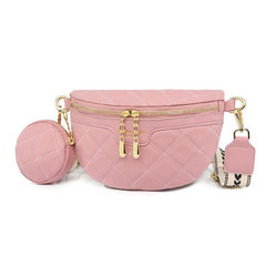 Argyle Quilted Fanny Pack Coin Purse Crossbody Bag PU Leather