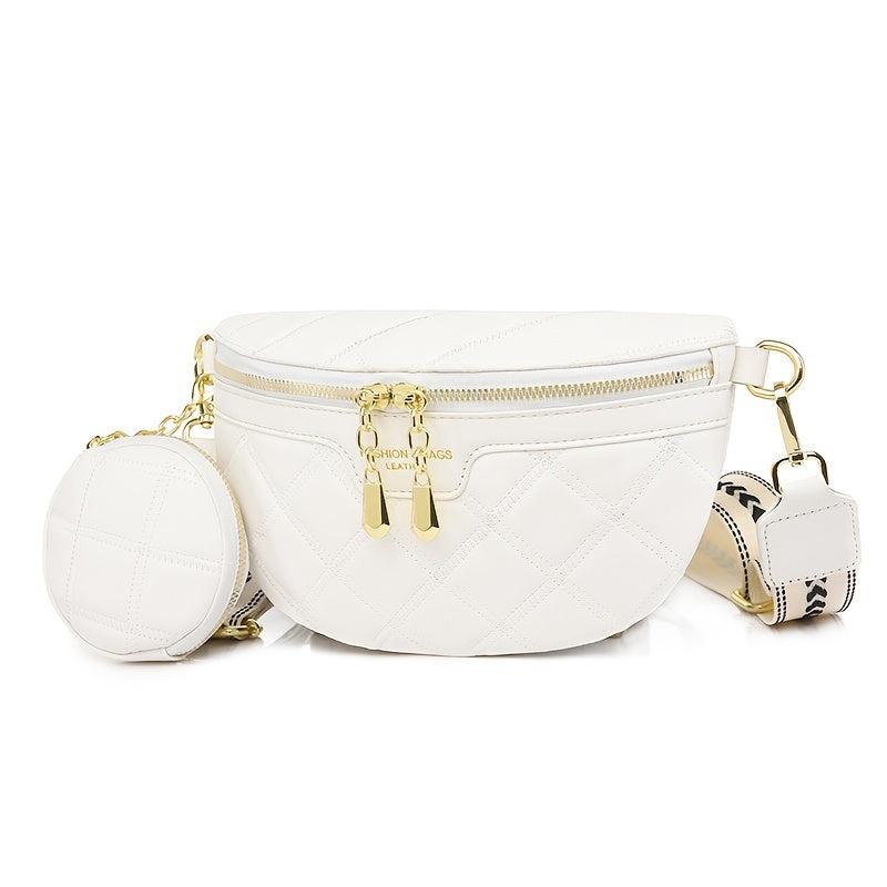 Argyle Quilted Fanny Pack Coin Purse Crossbody Bag PU Leather