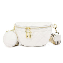 Argyle Quilted Fanny Pack Coin Purse Crossbody Bag PU Leather