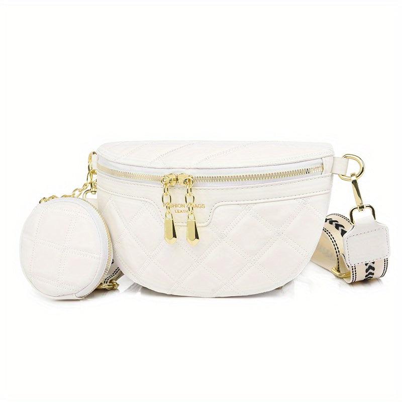 Argyle Quilted Fanny Pack Coin Purse Crossbody Bag PU Leather