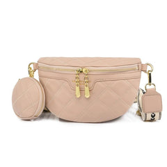 Argyle Quilted Fanny Pack Coin Purse Crossbody Bag PU Leather