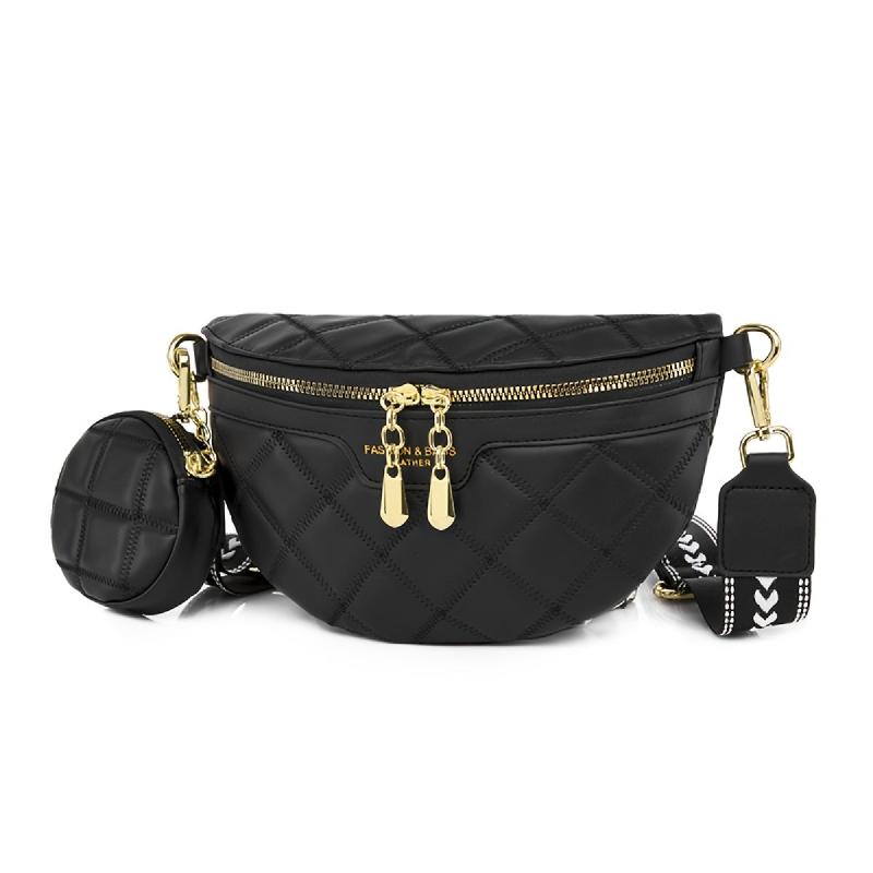 Argyle Quilted Fanny Pack Coin Purse Crossbody Bag PU Leather