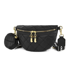 Argyle Quilted Fanny Pack Coin Purse Crossbody Bag PU Leather