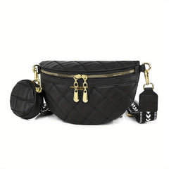 Argyle Quilted Fanny Pack Coin Purse Crossbody Bag PU Leather