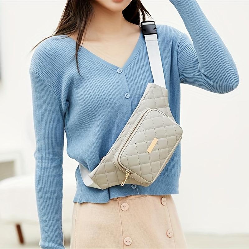 Argyle Quilted Fanny Pack Women's PU Leather Chest Purse